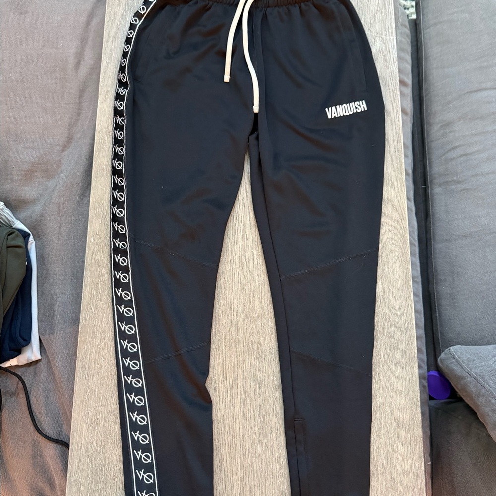 Vanquish Black Joggers with White Accents